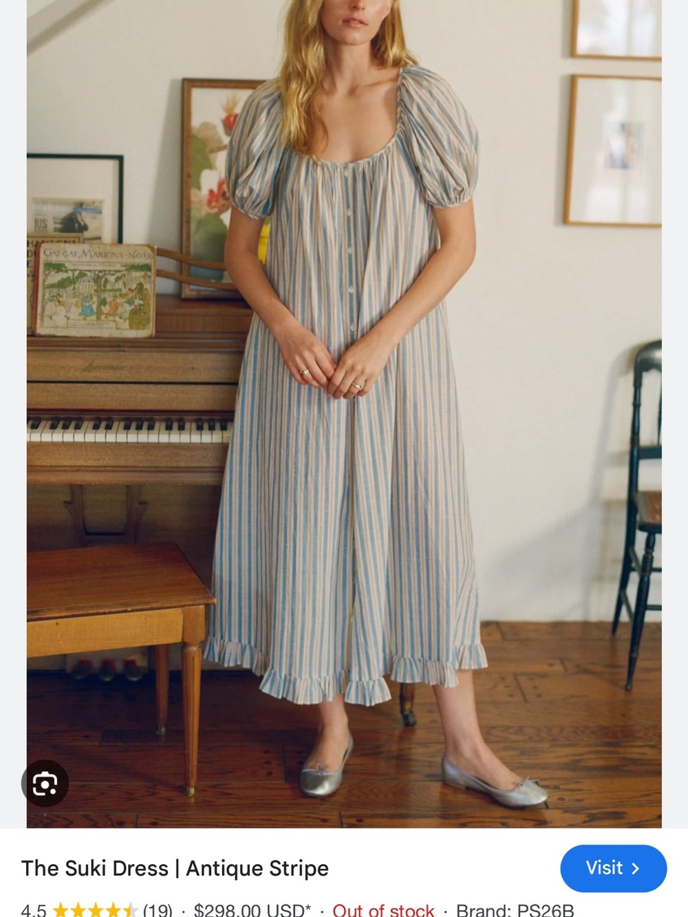 ISO Christy Dawn Suki Midi Dress in Blue and Cream Stripes